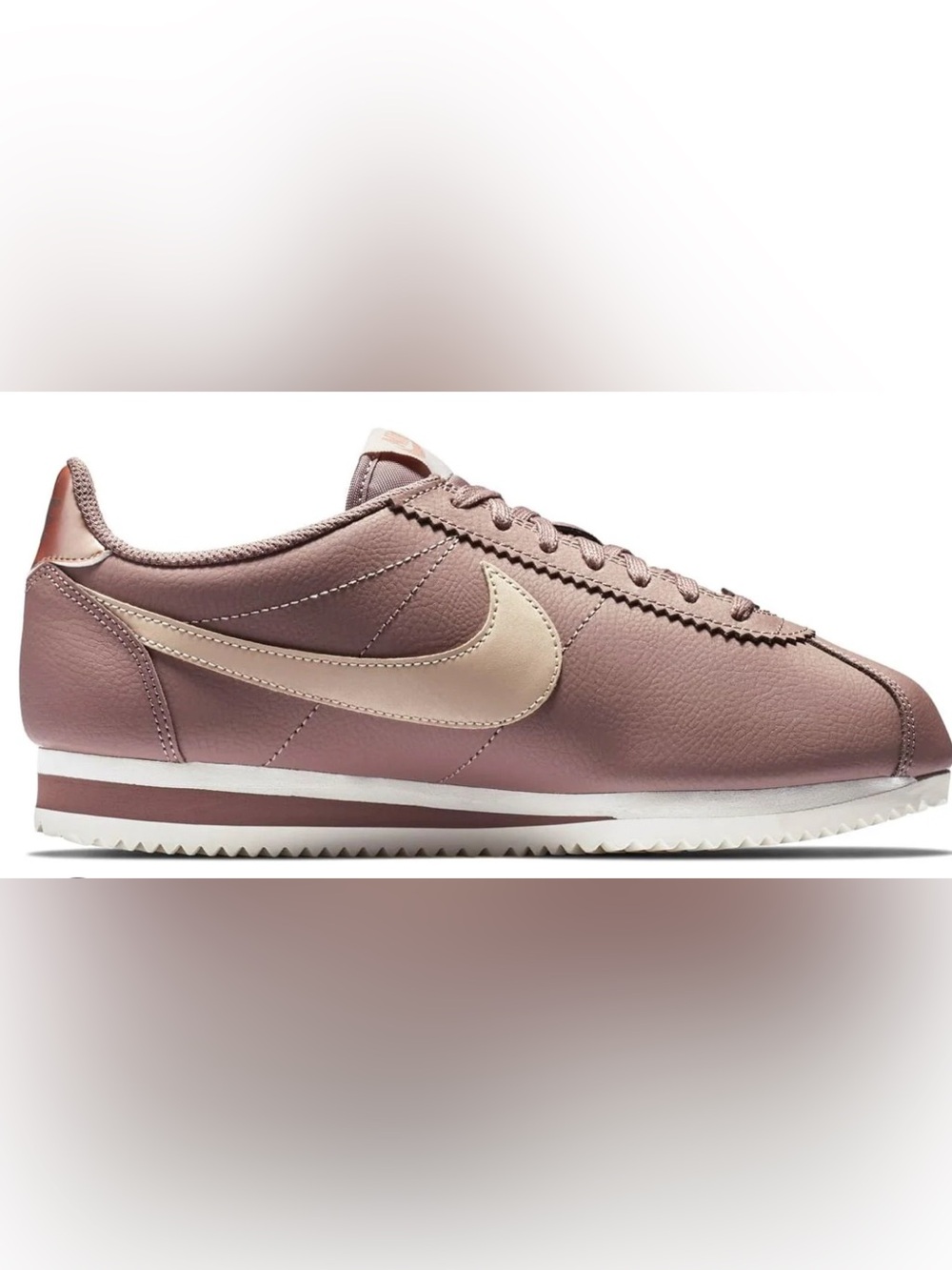 Nike Cortez Leather Sneakers in Smokey Mauve with Pale Pink Swoosh